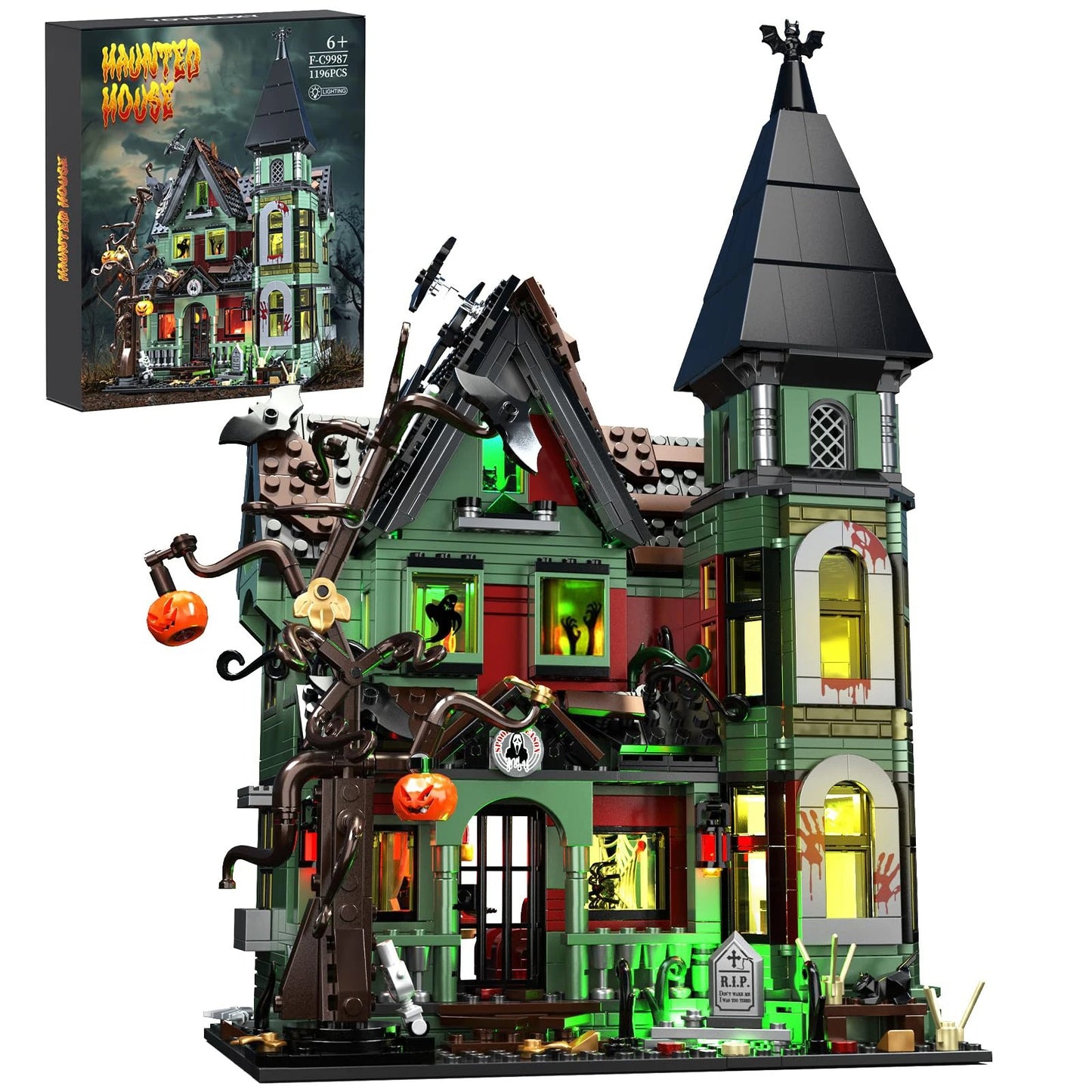 Nightmare House Building Block Set With Lights (1196pcs)