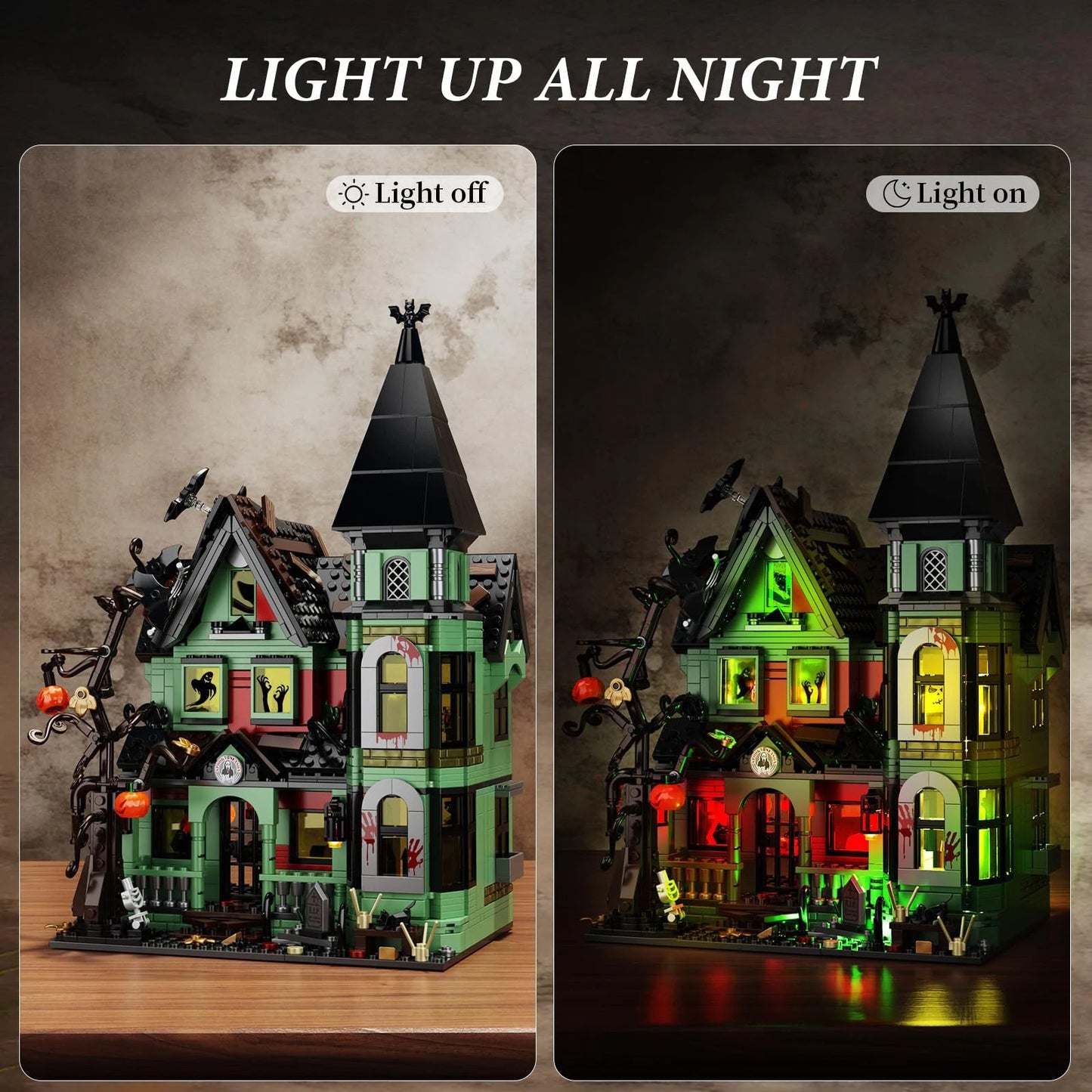 Nightmare House Building Block Set With Lights (1196pcs)